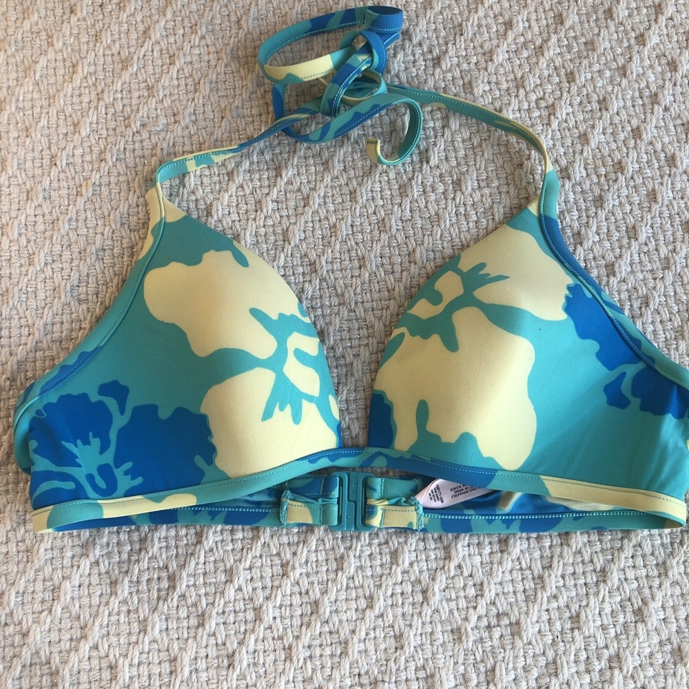 Victoria's Secret Vintage Y2K wireless halter tie plunge lined Bikini Top 36B
